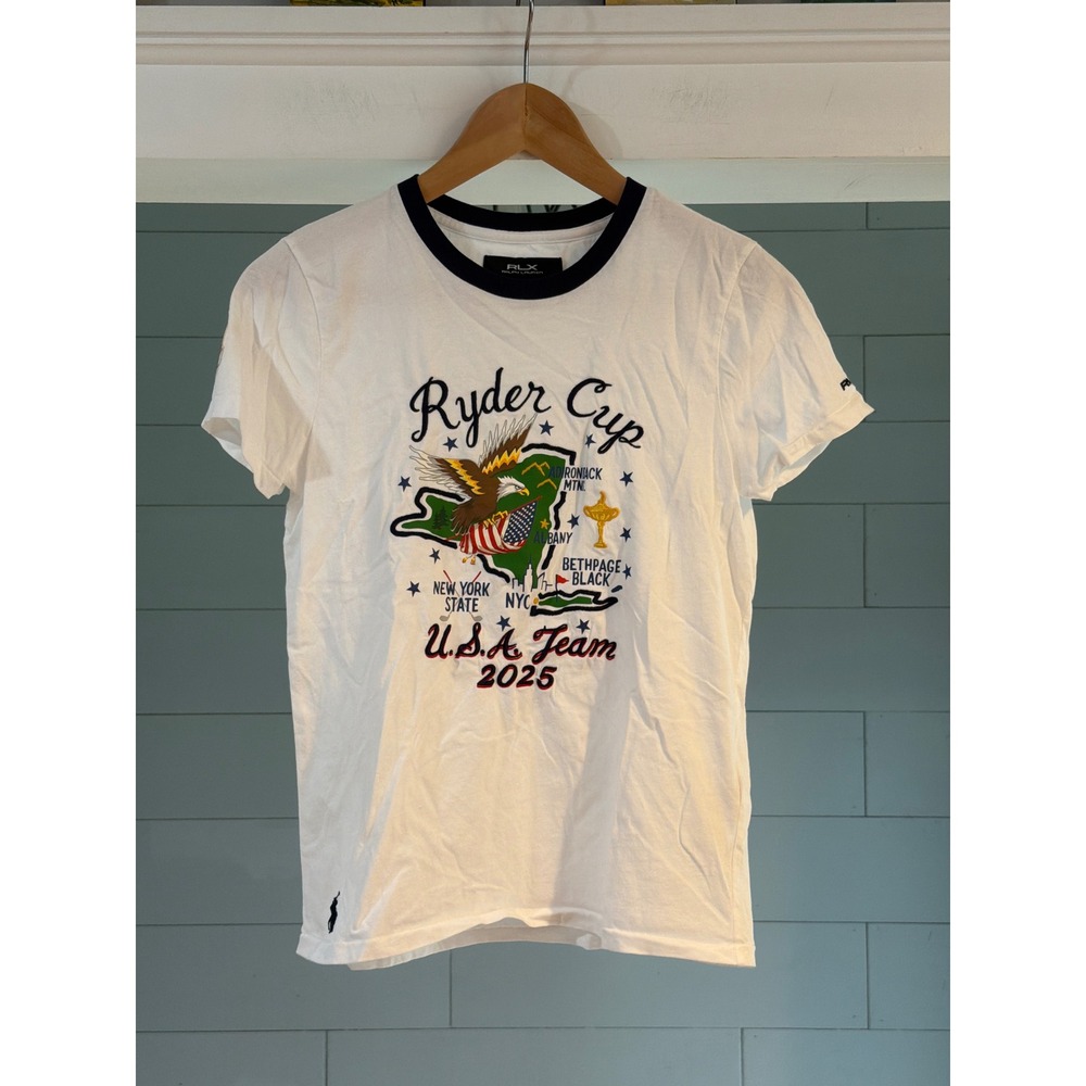 RLX Ralph Lauren Ryder Cup 2025 USA Team Bethpage Black Ringer T-Shirt Womens XS